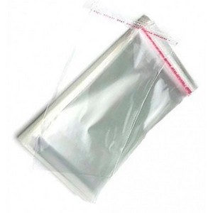 saco plástico transparente com adesivo