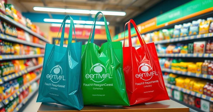 Sacolas plásticas personalizadas para supermercado que atraem clientes